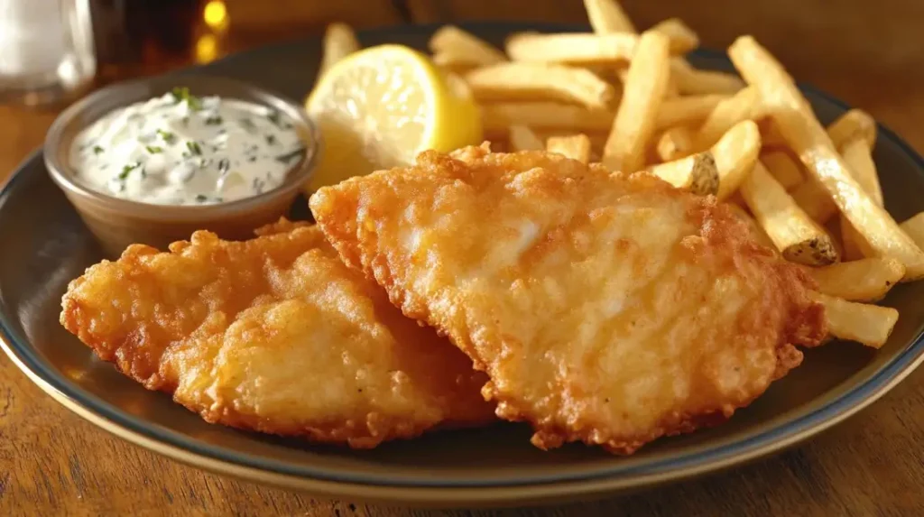 Envie d'un repas réconfortant et délicieux ? Cette recette de Fish and Chips maison vous permettra de savourer un plat classique de pub, avec un poisson tendre et une pâte légère et croustillante.